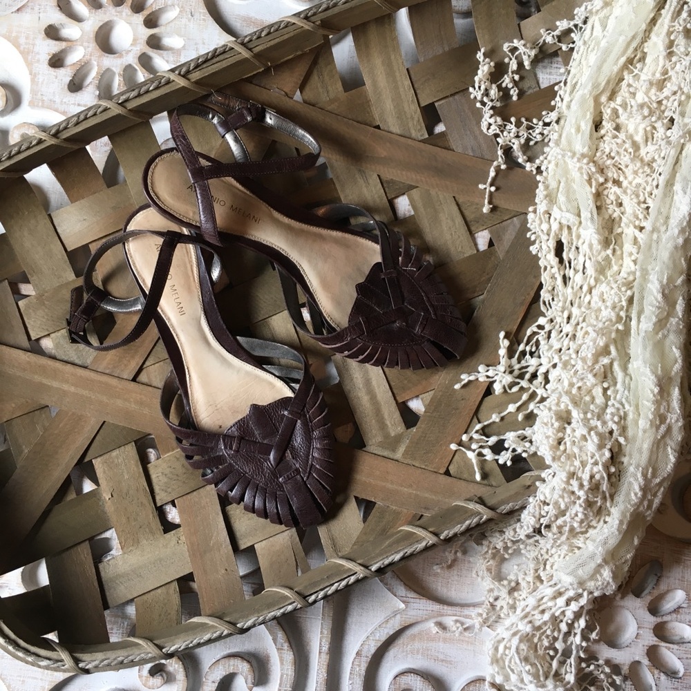 Antonio Melani Brown Leather Sandals
